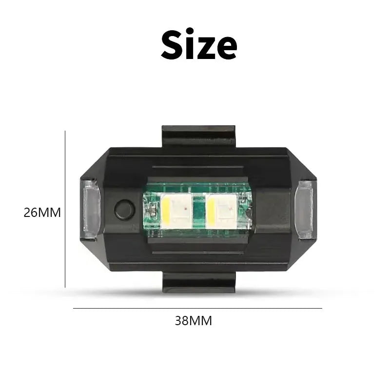 Universal LED Strobe Lights Motorcycle anti Collision Warning Light USB Charging 7Colors Drone Flash Turn Signal Indicator
