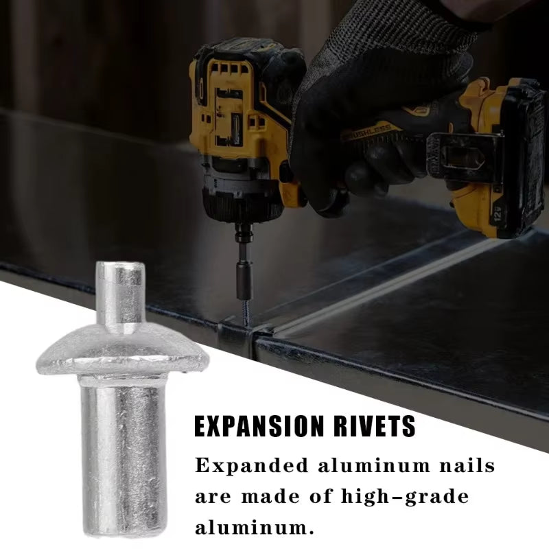 100/10X Hammer Drive Expansion Rivets Percussion Expansion Aluminum Nail Head Piercing Knock Type Small Tapping Screws Fasteners